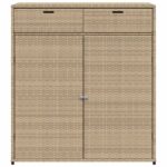 Armoire de rangement jardin beige 105x55x113 cm résine tressée – Image 5