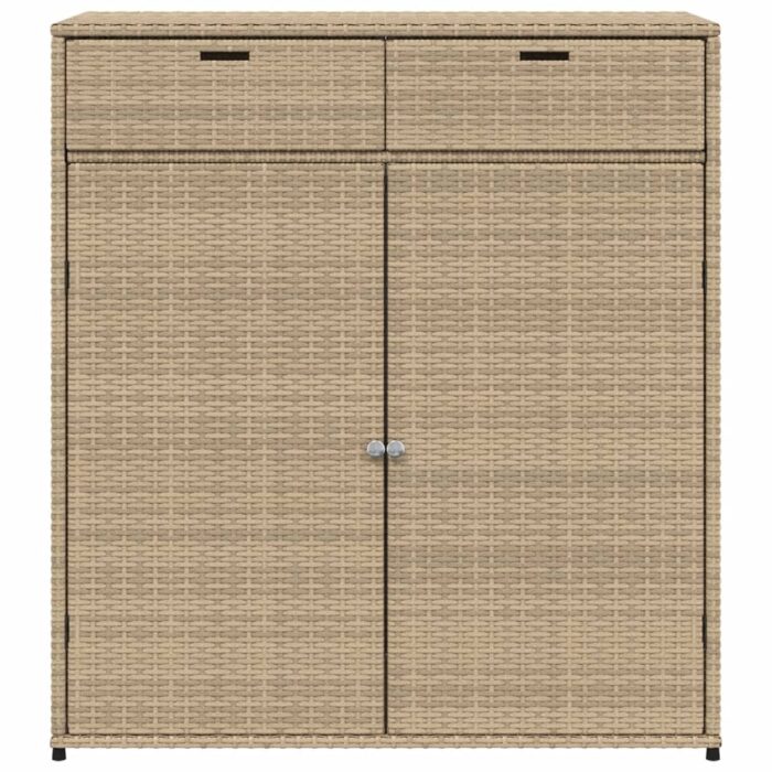 Armoire de rangement jardin beige 105x55x113 cm résine tressée – Image 5