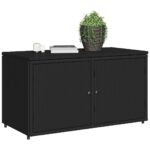 Armoire de rangement jardin noir 110x55x60,5 cm résine tressée – Image 2