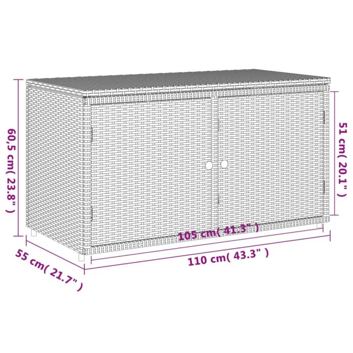 Armoire de rangement jardin marron 110x55x60,5cm résine tressée – Image 11