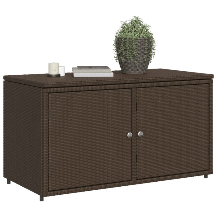 Armoire de rangement jardin marron 110x55x60,5cm résine tressée – Image 2