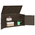 Armoire de rangement jardin marron 110x55x60,5cm résine tressée – Image 3