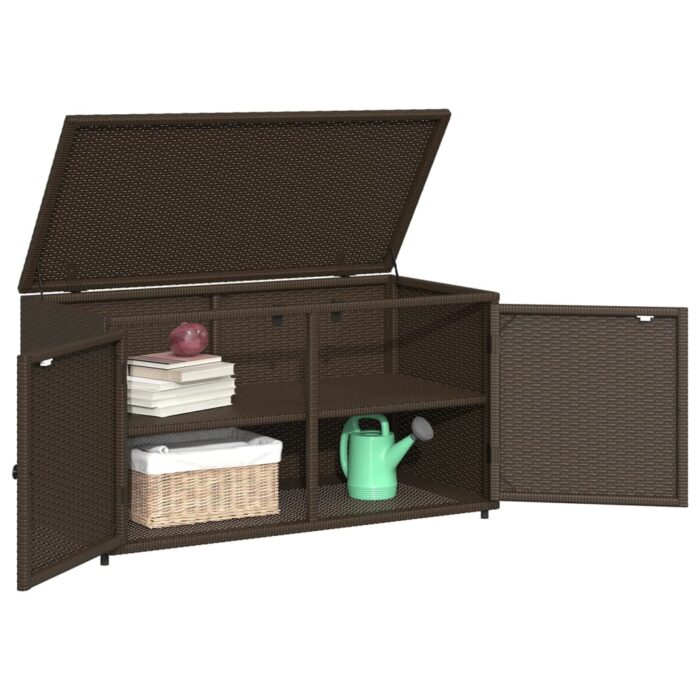 Armoire de rangement jardin marron 110x55x60,5cm résine tressée – Image 3