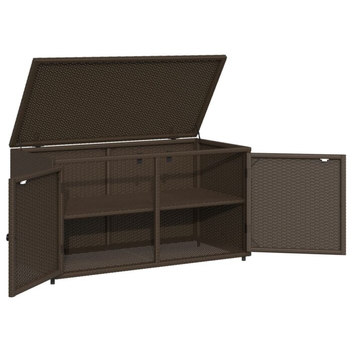 Armoire de rangement jardin marron 110x55x60,5cm résine tressée – Image 4