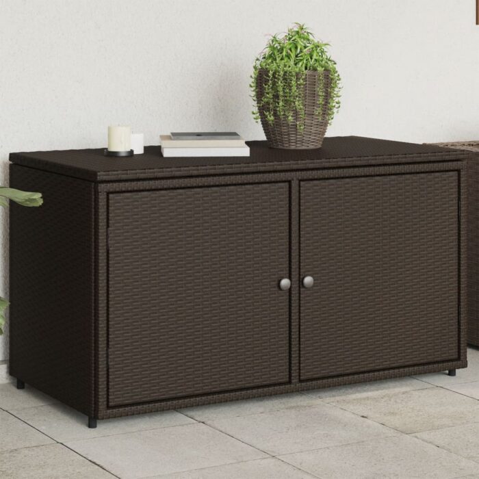 Armoire de rangement jardin marron 110x55x60,5cm résine tressée – Image 1