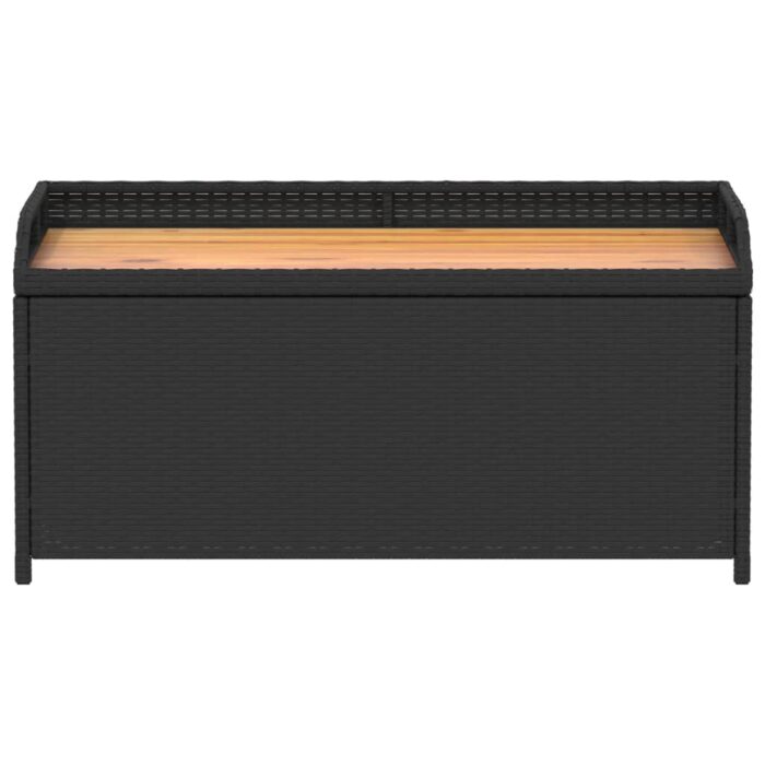 Banc de rangement noir résine tressée et bois d'acacia – Image 2