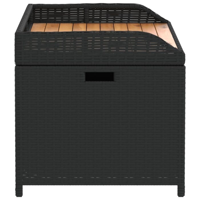 Banc de rangement noir résine tressée et bois d'acacia – Image 3