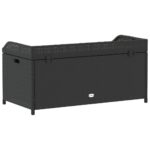 Banc de rangement noir résine tressée et bois d'acacia – Image 4