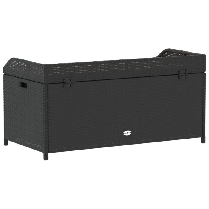 Banc de rangement noir résine tressée et bois d'acacia – Image 4