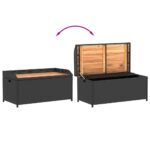 Banc de rangement noir résine tressée et bois d'acacia – Image 5