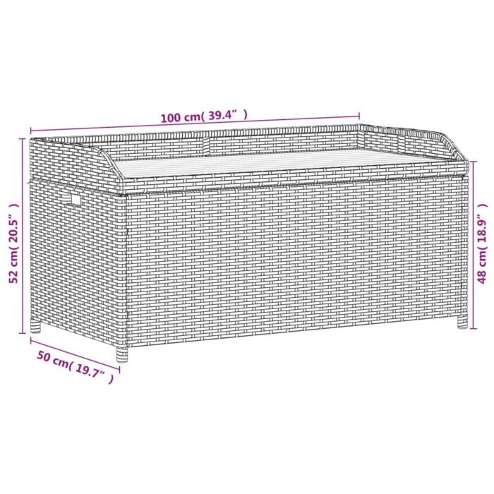 Banc de rangement noir résine tressée et bois d'acacia – Image 9
