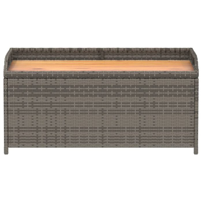 Banc de rangement gris résine tressée et bois d'acacia – Image 2