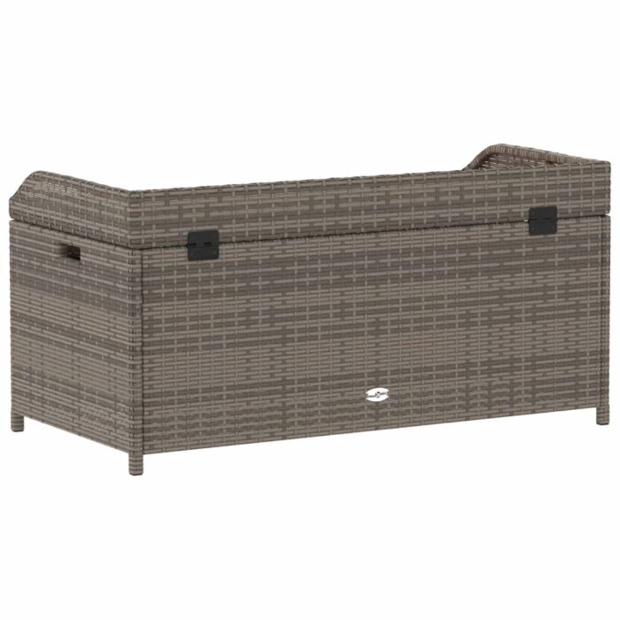 Banc de rangement gris résine tressée et bois d'acacia – Image 4