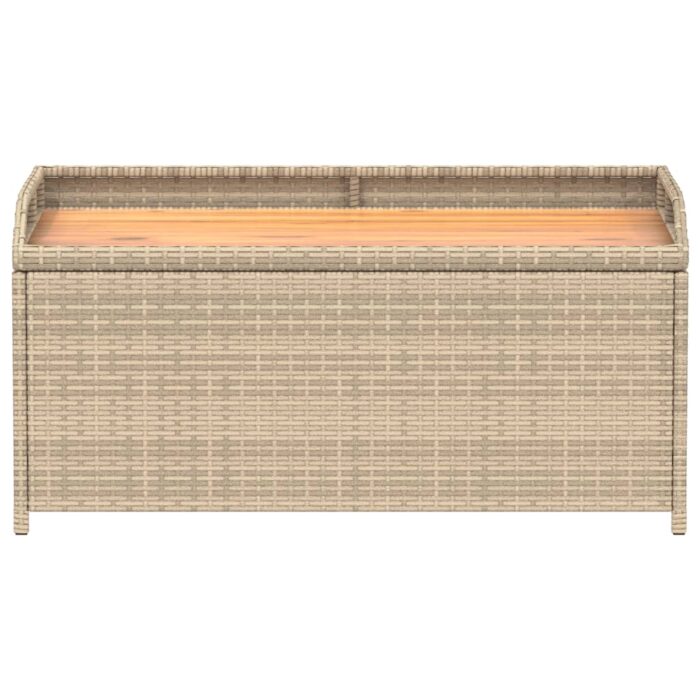 Banc de rangement mélange beige résine tressée et bois d'acacia – Image 2