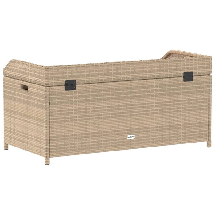 Banc de rangement mélange beige résine tressée et bois d'acacia – Image 4