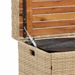 Banc de rangement mélange beige résine tressée et bois d'acacia – Image 6