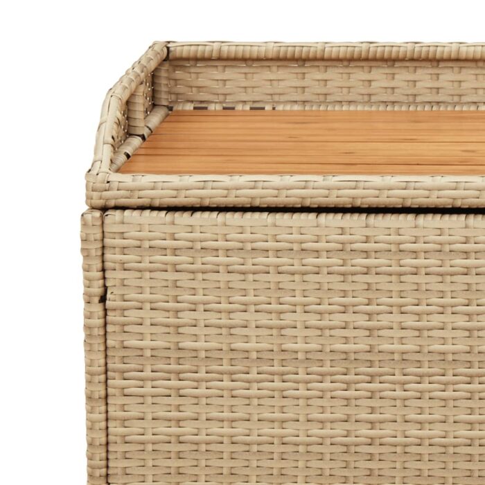 Banc de rangement mélange beige résine tressée et bois d'acacia – Image 7