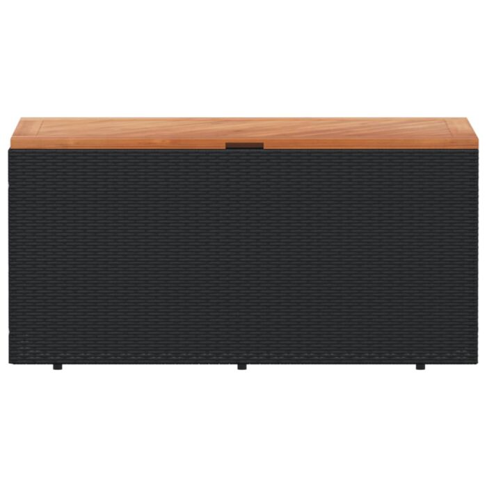 Boîte de rangement de jardin noir résine tressée bois d'acacia – Image 2
