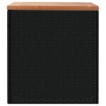 Boîte de rangement de jardin noir résine tressée bois d'acacia – Image 3