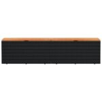 Boîte de rangement de jardin noir résine tressée bois d'acacia – Image 2