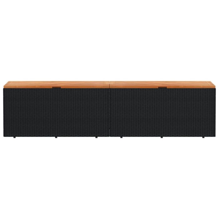 Boîte de rangement de jardin noir résine tressée bois d'acacia – Image 2