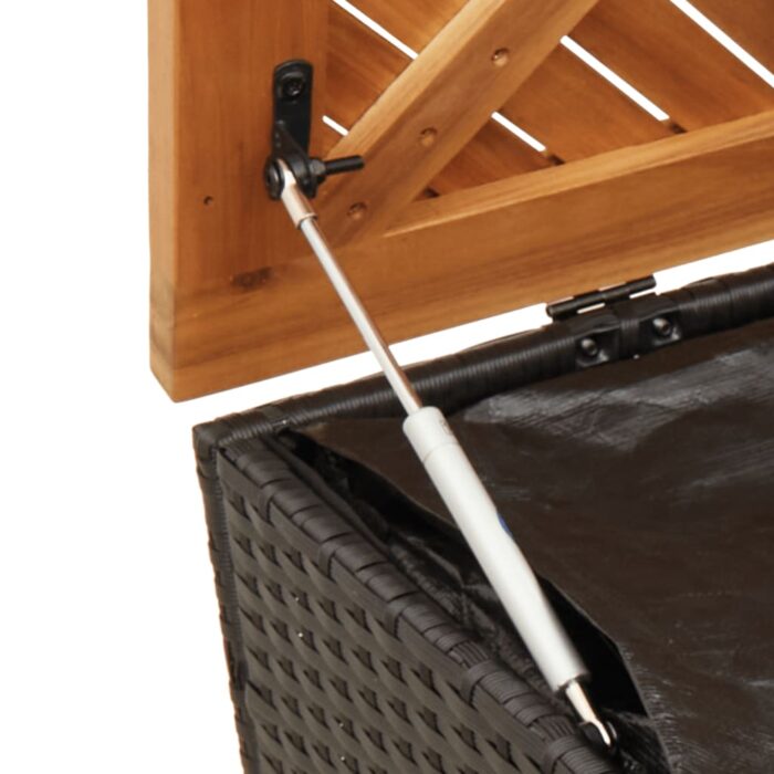 Boîte de rangement de jardin noir résine tressée bois d'acacia – Image 6