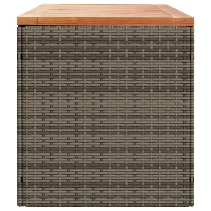 Boîte de rangement de jardin gris résine tressée bois d'acacia – Image 3