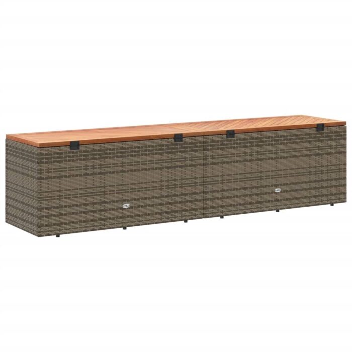 Boîte de rangement de jardin gris résine tressée bois d'acacia – Image 4