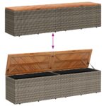 Boîte de rangement de jardin gris résine tressée bois d'acacia – Image 5