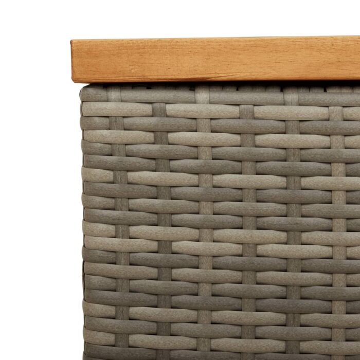 Boîte de rangement de jardin gris résine tressée bois d'acacia – Image 7