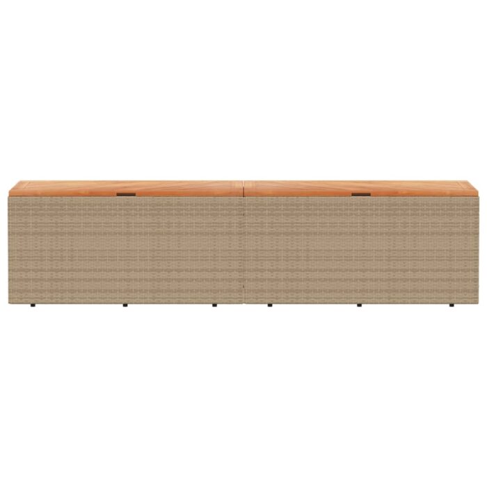 Boîte de rangement de jardin beige résine tressée bois d'acacia – Image 2