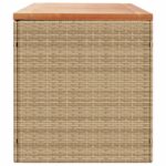Boîte de rangement de jardin beige résine tressée bois d'acacia – Image 3