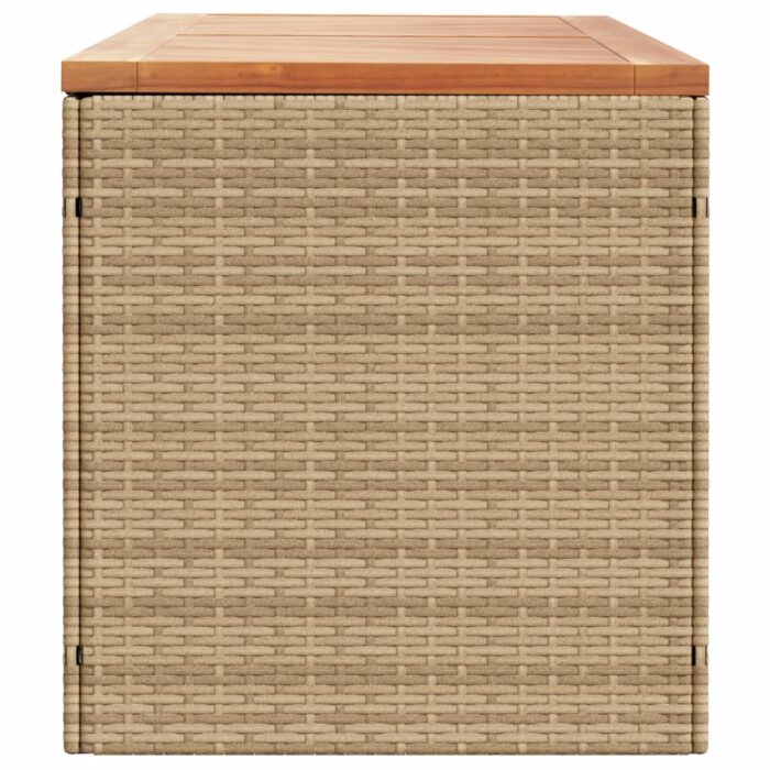 Boîte de rangement de jardin beige résine tressée bois d'acacia – Image 3
