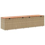 Boîte de rangement de jardin beige résine tressée bois d'acacia – Image 4