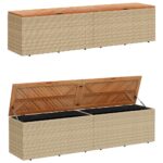 Boîte de rangement de jardin beige résine tressée bois d'acacia – Image 5