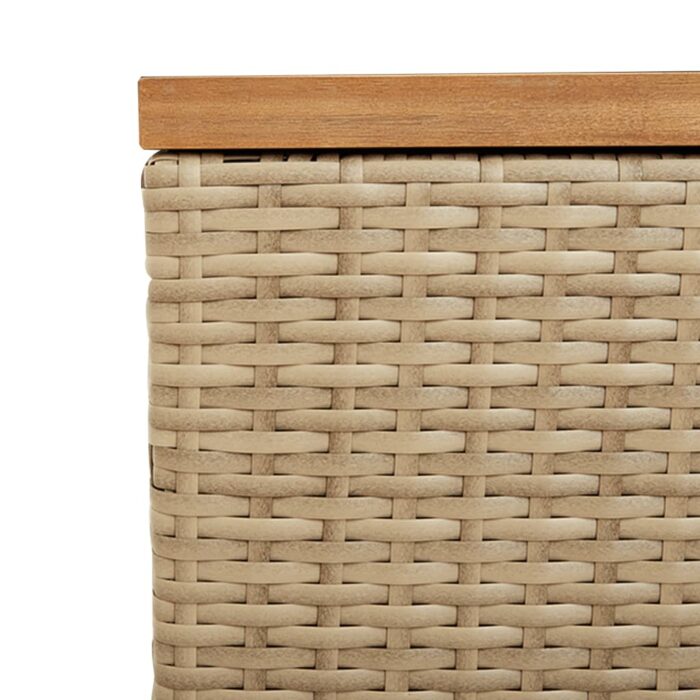 Boîte de rangement de jardin beige résine tressée bois d'acacia – Image 7