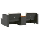 Salon de jardin 5 pcs avec coussins noir résine tressée acacia – Image 5