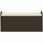 Banc de rangement et coussin marron 115x51x52 cm résine tressée – Image 2