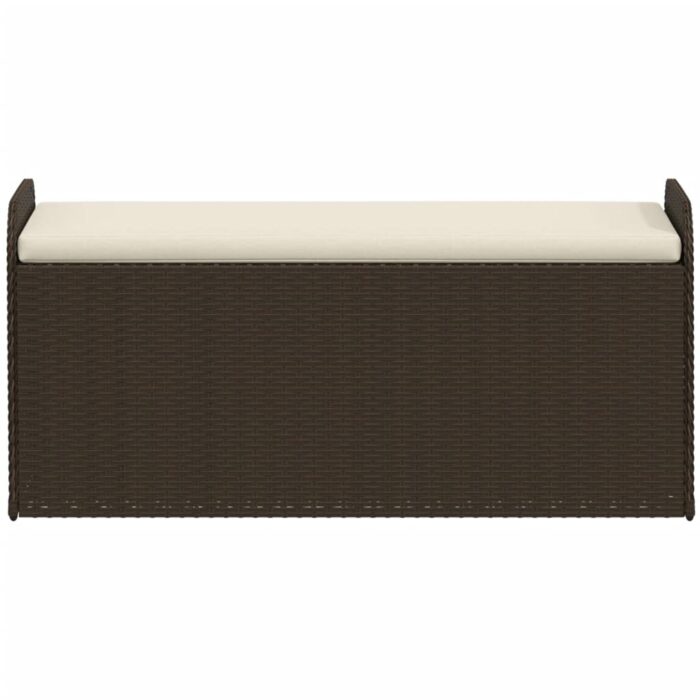 Banc de rangement et coussin marron 115x51x52 cm résine tressée – Image 2