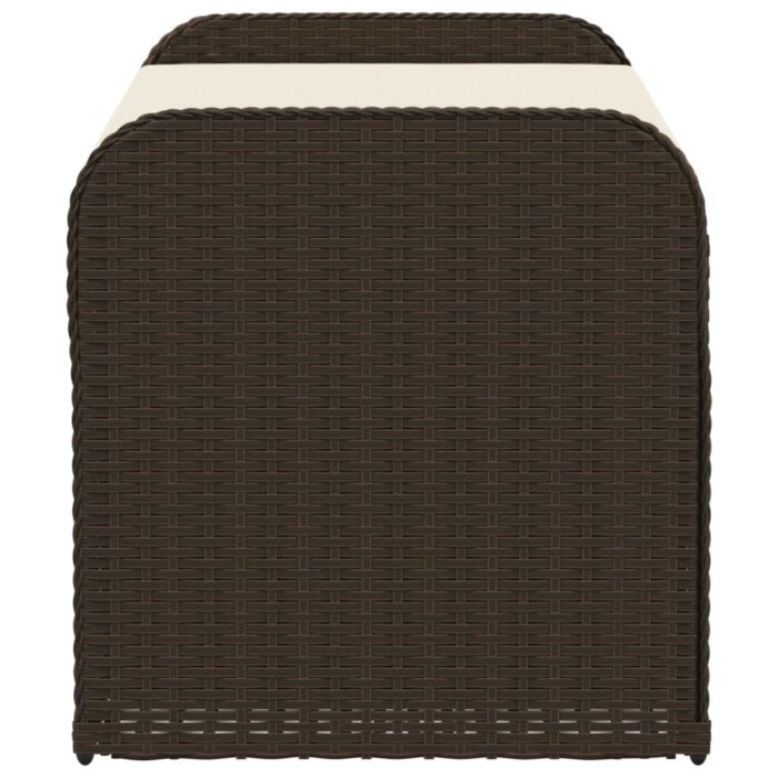 Banc de rangement et coussin marron 115x51x52 cm résine tressée – Image 3