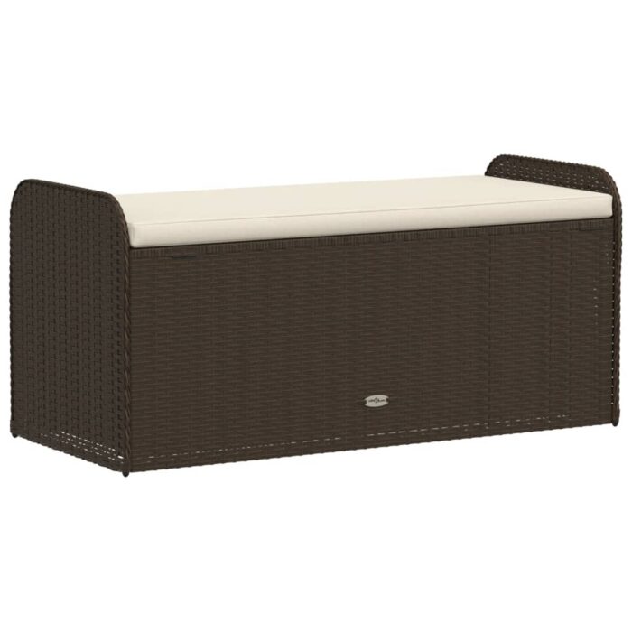 Banc de rangement et coussin marron 115x51x52 cm résine tressée – Image 4