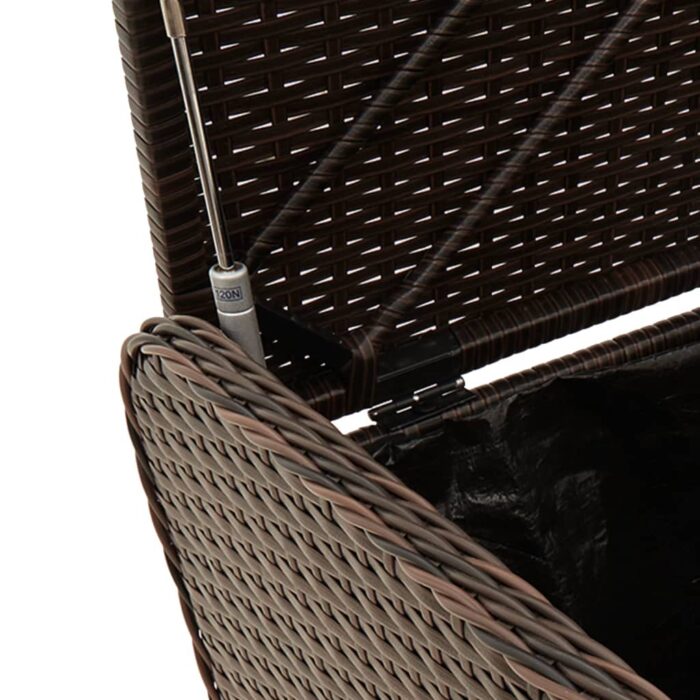 Banc de rangement et coussin marron 115x51x52 cm résine tressée – Image 6