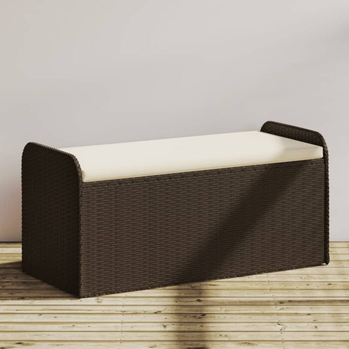 VXL8721012265103_m_en_hd_1.jpg Banc de rangement et coussin marron 115x51x52 cm résine tressée – Image 1