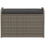Banc de rangement avec coussin gris 80x51x52 cm résine tressée – Image 2