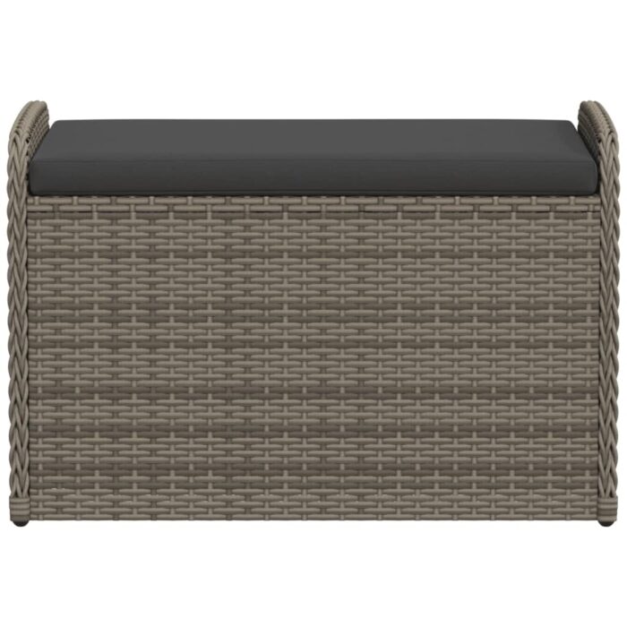 Banc de rangement avec coussin gris 80x51x52 cm résine tressée – Image 2