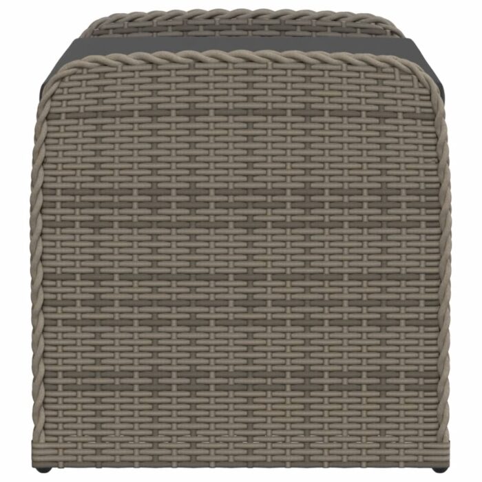 Banc de rangement avec coussin gris 80x51x52 cm résine tressée – Image 3