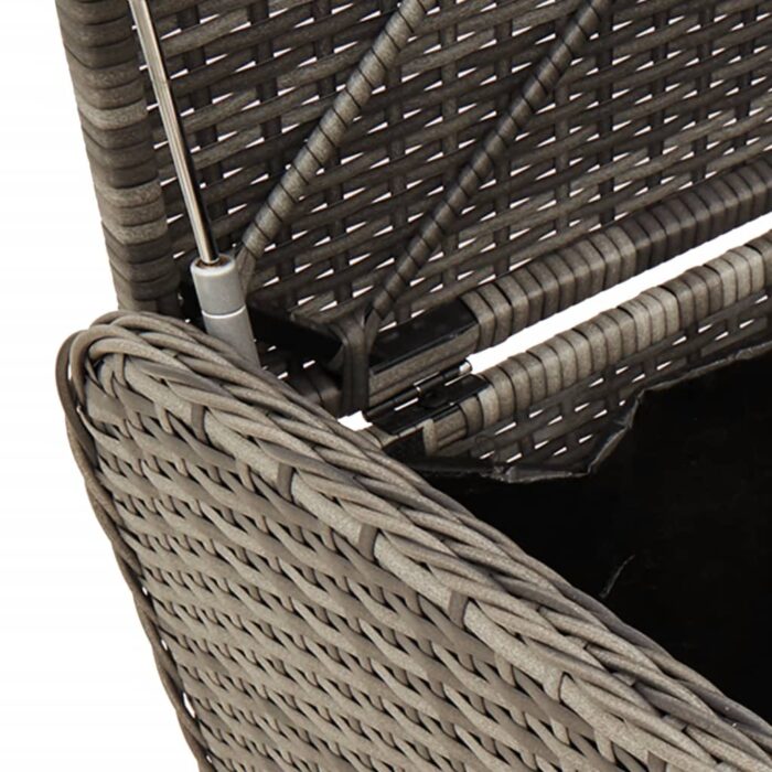 Banc de rangement avec coussin gris 80x51x52 cm résine tressée – Image 6