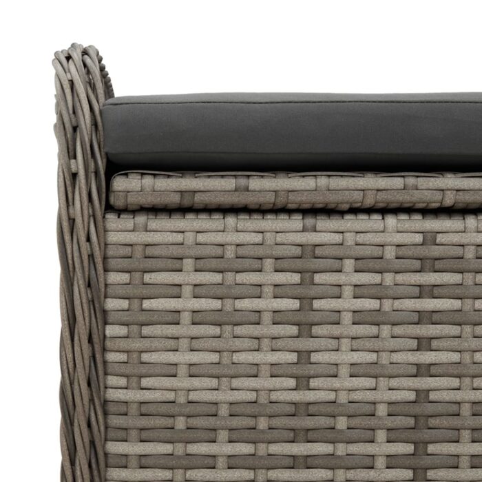 Banc de rangement avec coussin gris 80x51x52 cm résine tressée – Image 7