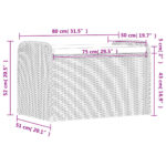 Banc de rangement avec coussin gris 80x51x52 cm résine tressée – Image 9