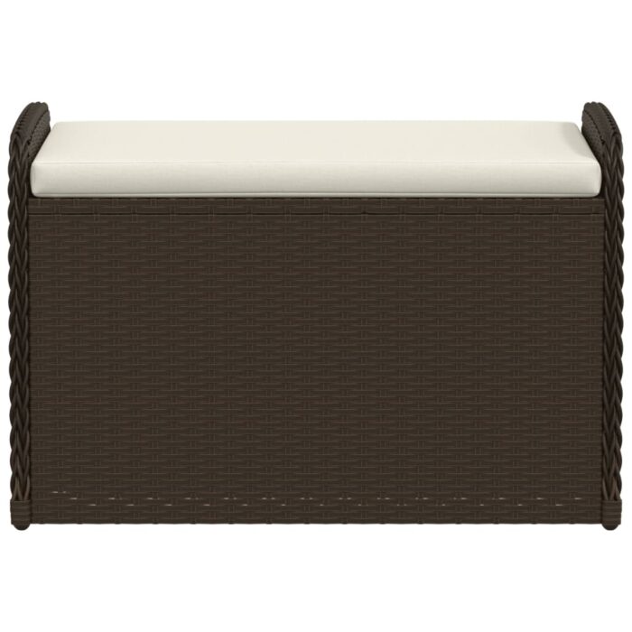 Banc de rangement et coussin marron 80x51x52 cm résine tressée – Image 2